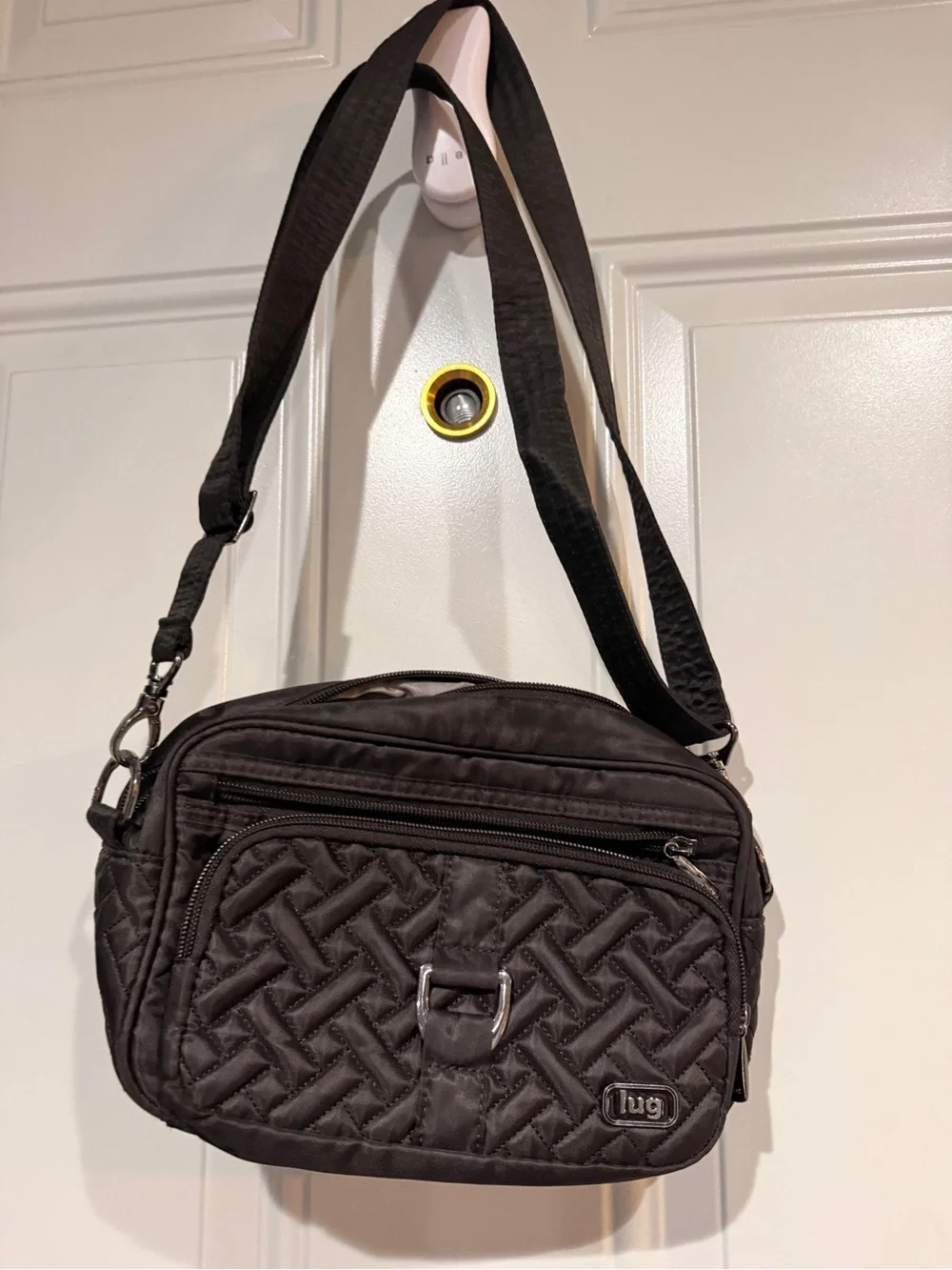 Lug Carousel Crossbody Bag Black Quilted Convertible Travel Organizer Purse